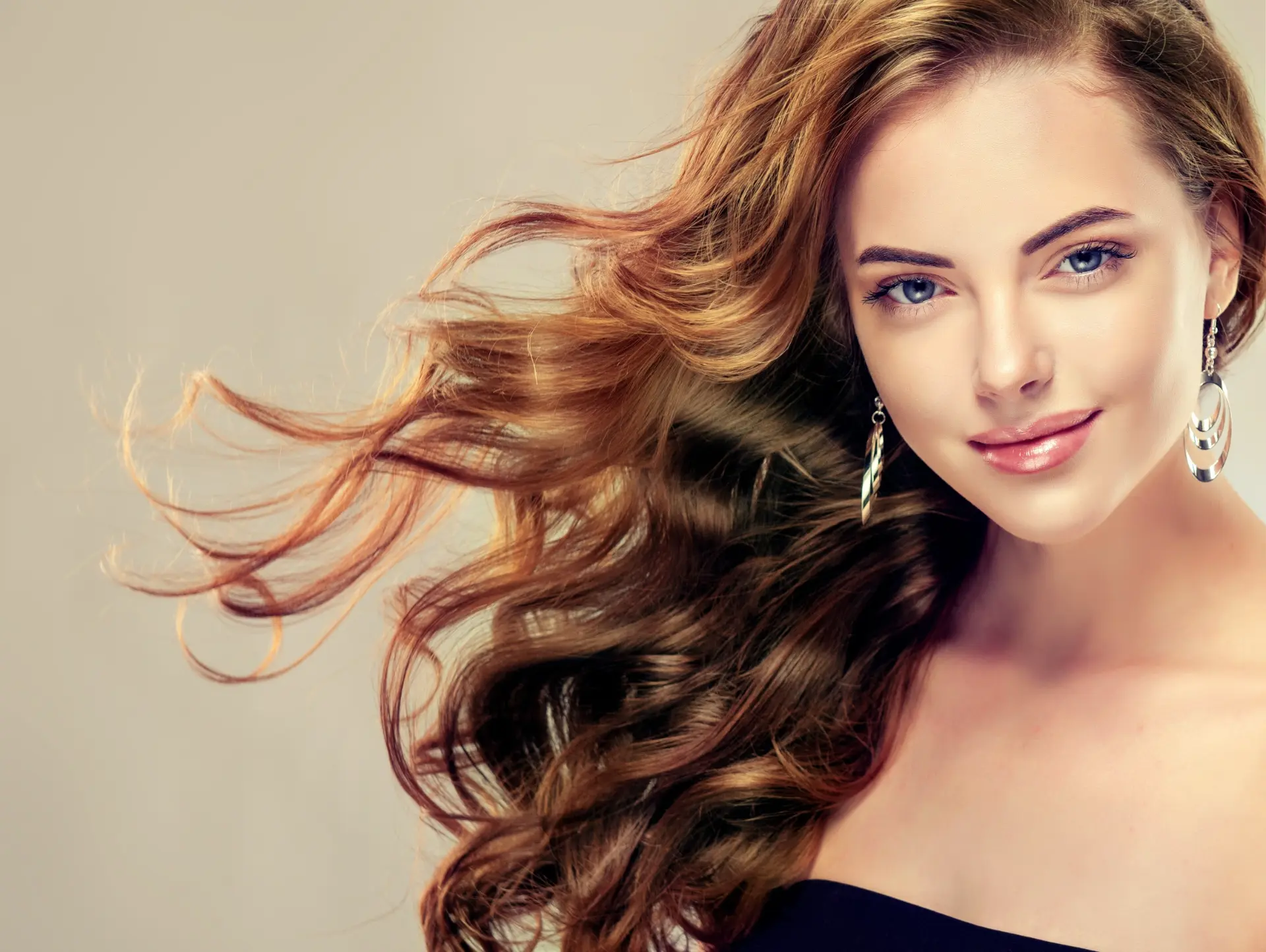 Long, glossy waves after a cut and style